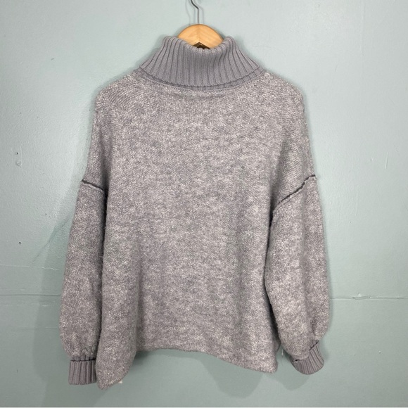 Free People Milo Turtleneck Sweater Gray XS Oversized Knit - Picture 9 of 11